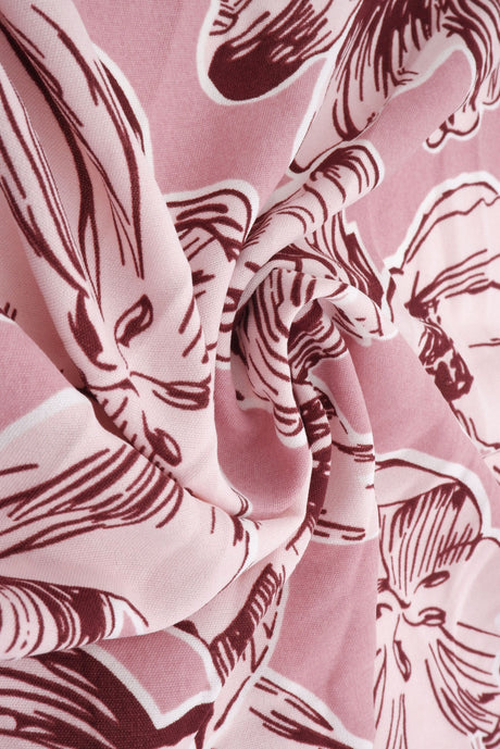 Floral Printed Woven Fabric Mauve