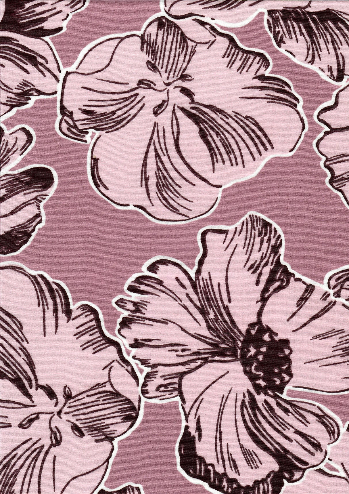 Floral Printed Woven Fabric Mauve