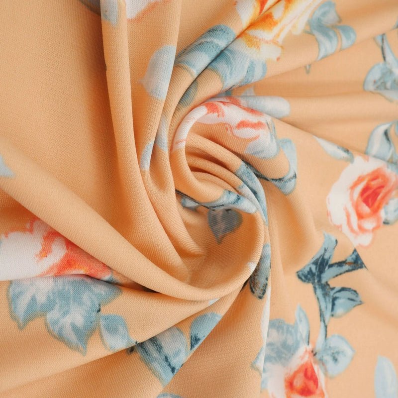 1 Yard Korean ITY Floral Knit Fabric, 58/60'' Wide Polyester Spandex Blend