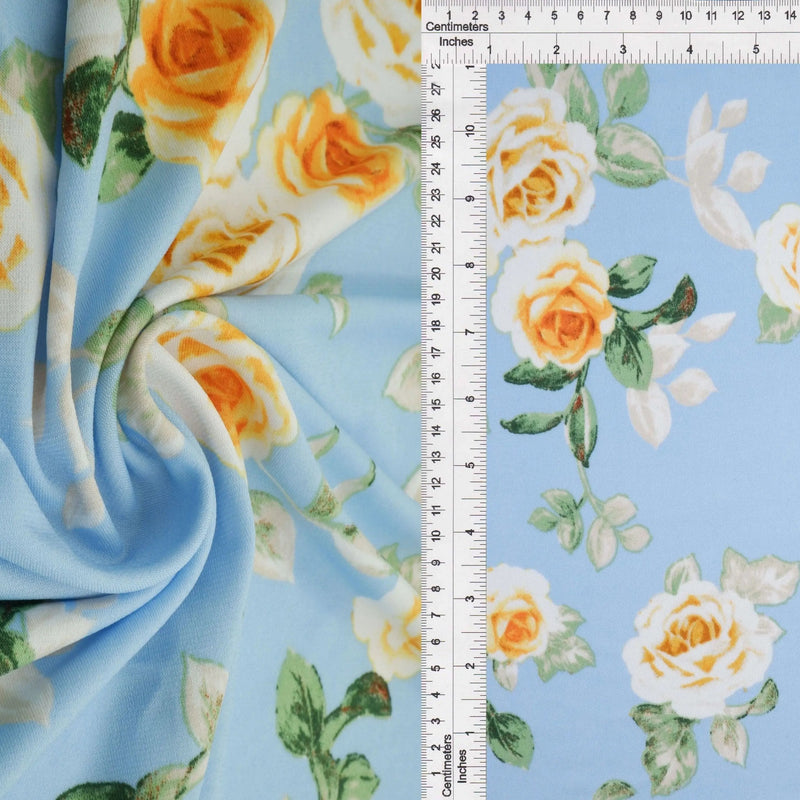 1 Yard Soft Korean ITY Floral Stretch Knit Fabric | 58/60 Inch Wide Elegant Drapey Material for Stylish Dresses & DIY Sewing