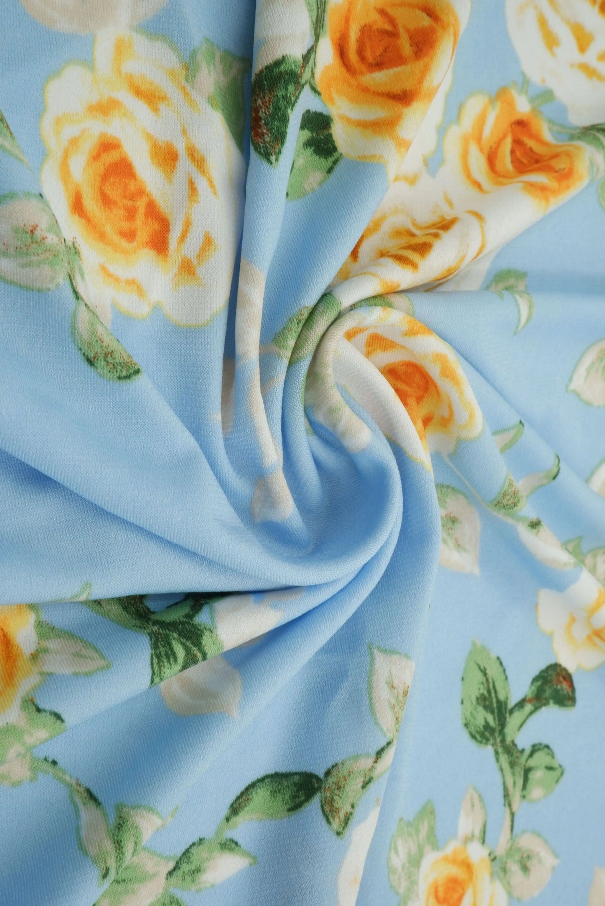 1 Yard Soft Korean ITY Floral Stretch Knit Fabric | 58/60 Inch Wide Elegant Drapey Material for Stylish Dresses & DIY Sewing
