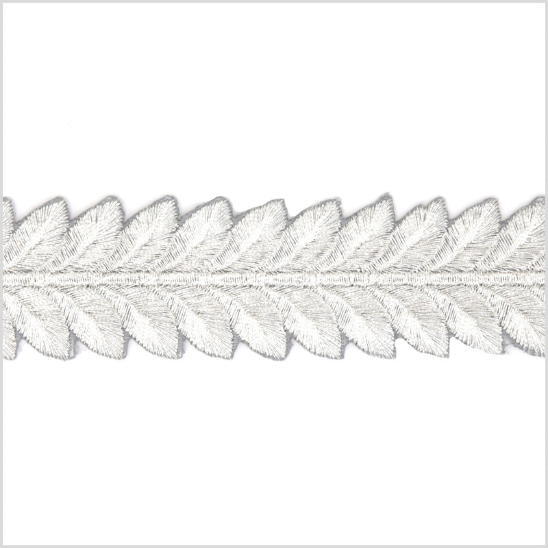 1.5" Metallic Silver Leafy Trim