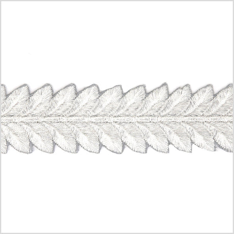 1.5" Metallic Silver Leafy Trim