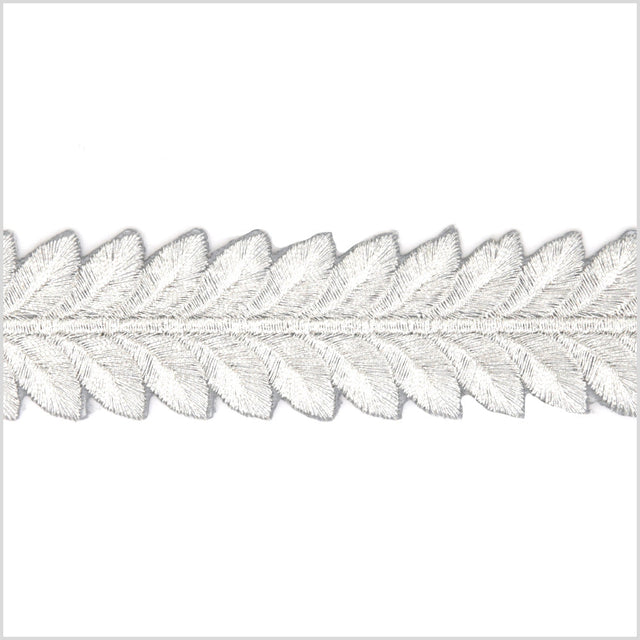 1.5" Metallic Silver Leafy Trim