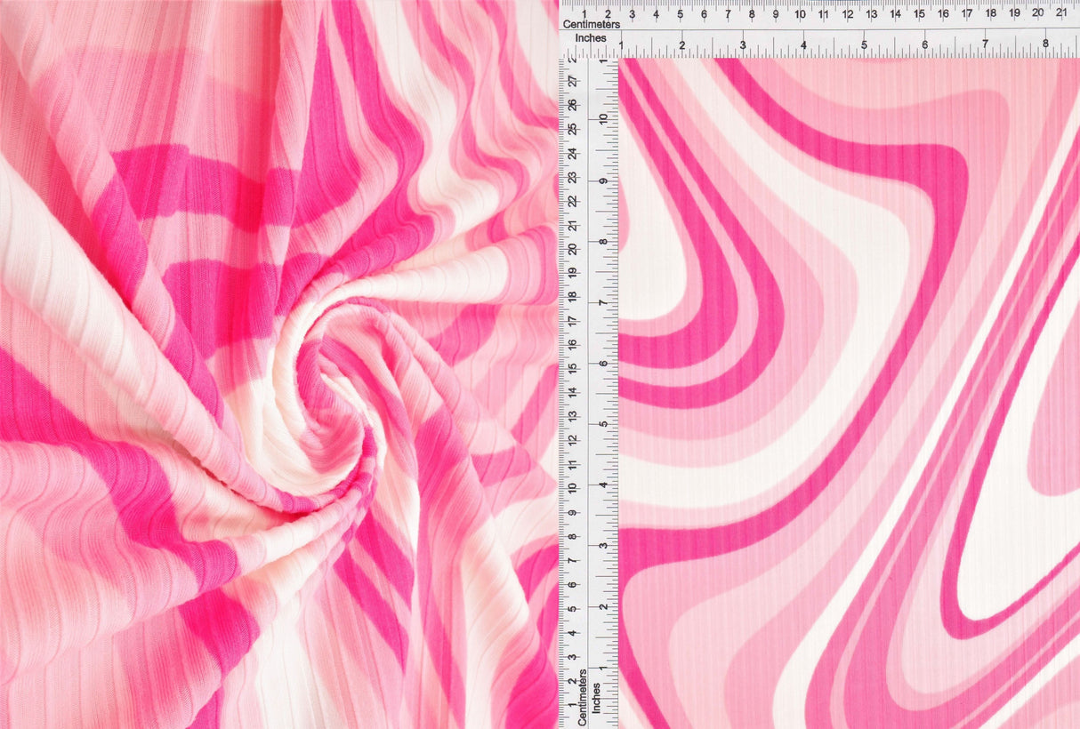 Abstract Tie-Dye Rib Knit Fabric