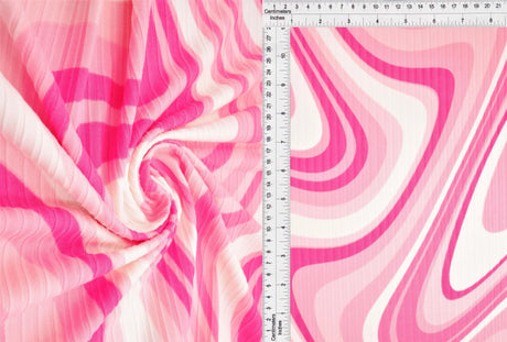 1 Yard Yummy Rib Abstract Tie Dye Knit Fabric 170 GSM, 58/60? Wide Polyester Spandex Blend