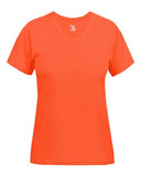 Camiseta de manga corta con cuello en V de rendimiento triblend para mujer
