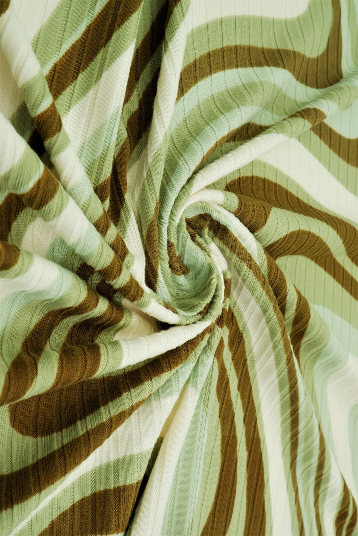 Abstract Tie-Dye Rib Knit Fabric