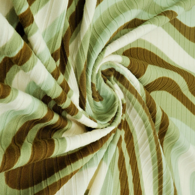 1 Yard 8x3 Yummy Rib Abstract Tie Dye Knit Fabric, Soft Stretch Polyester Spandex 58/60” Wide