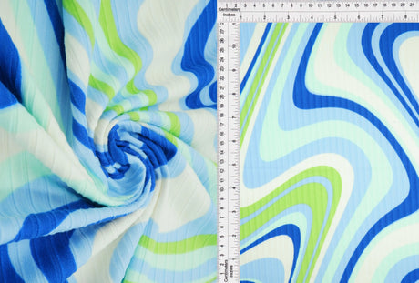 1 Yard 8x3 Yummy Rib Abstract Tie Dye Knit Fabric, Soft Stretch Polyester Spandex 58/60” Wide