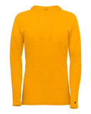 Camiseta con capucha de manga larga para mujer de mezcla triple con escote cruzado