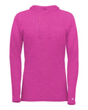 Camiseta con capucha de manga larga para mujer de mezcla triple con escote cruzado