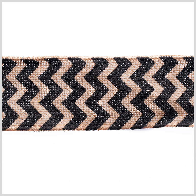 2.5" Black Jute Chrevron Woven Trim