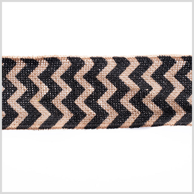 2.5" Black Jute Chrevron Woven Trim