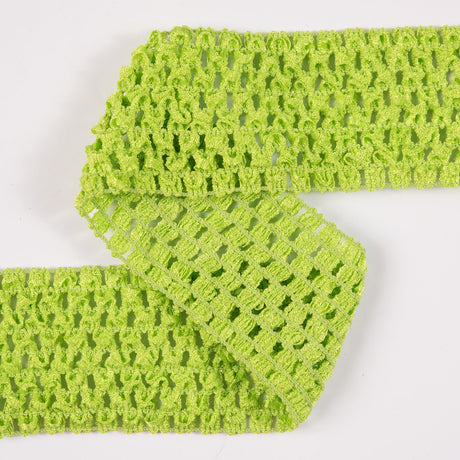 Lime Green Stretch Puckered Crochet Trim - 2"