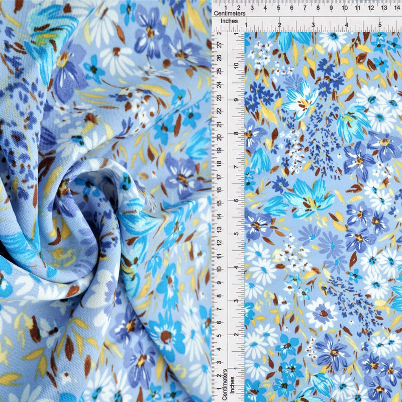 Airflow Ditsy Floral Woven Fabric Blue