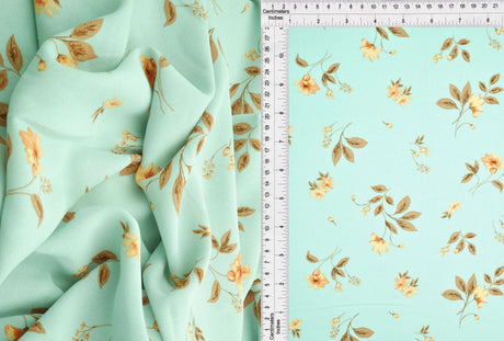 1 Yard 100% Polyester Cey Floral Print Fabric Lightweight Woven 58/59” Wide