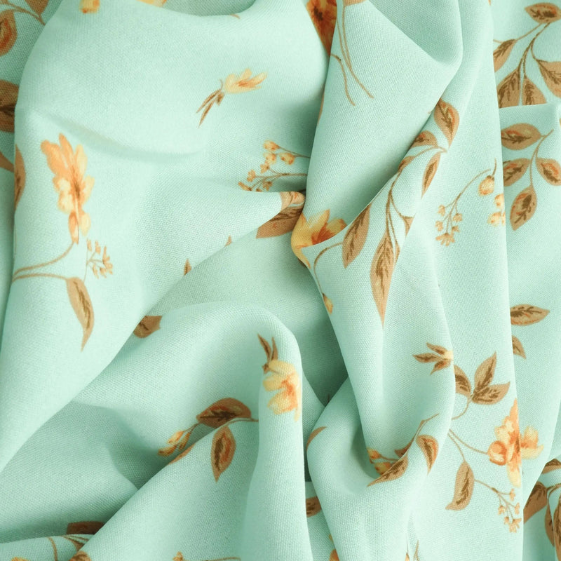1 Yard 100% Polyester Cey Floral Print Fabric Lightweight Woven 58/59” Wide