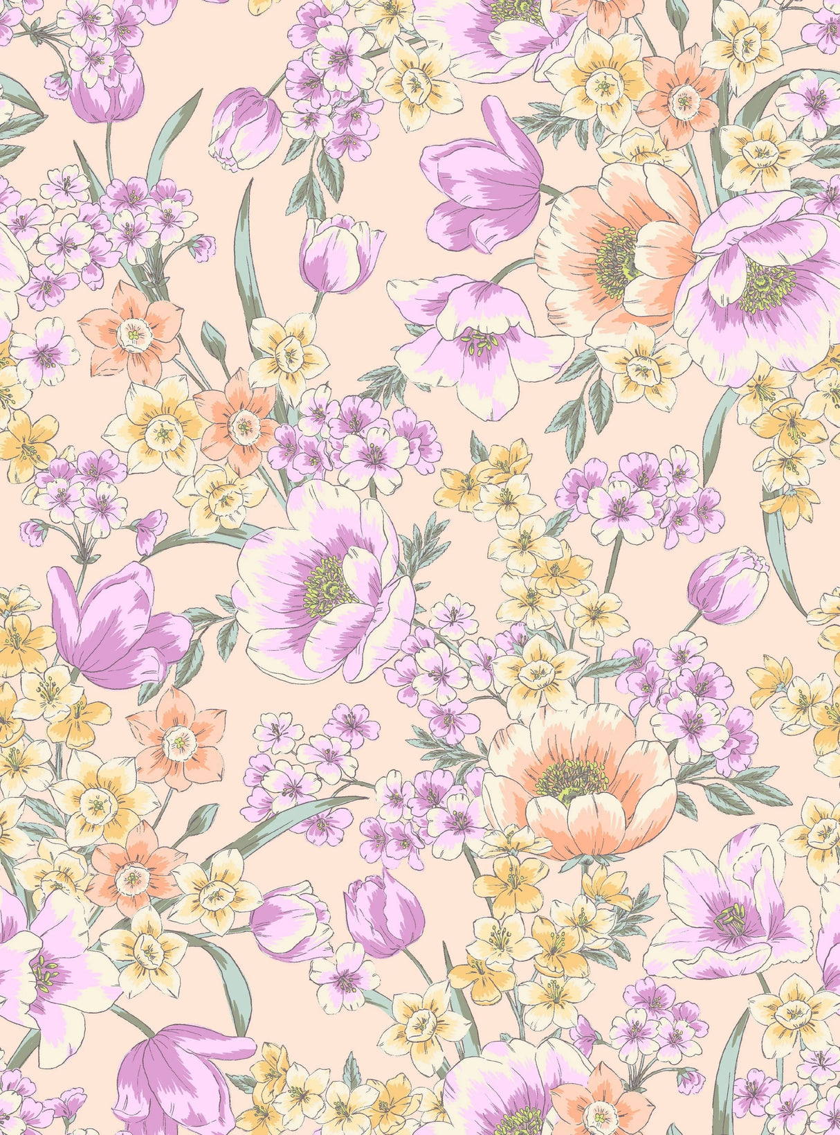 100% Polyester Cey Floral Print Fabric Lightweight Soft Woven 58/59” Wide