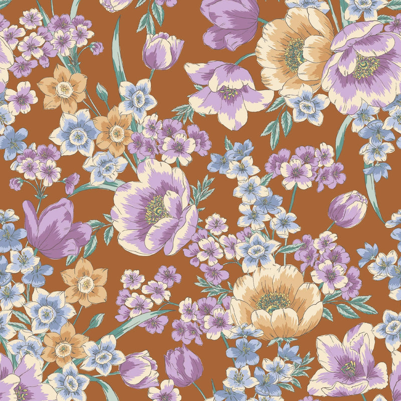 1 Yard 100% Polyester Cey Floral Print Fabric Lightweight Soft Woven 58/59” Wide