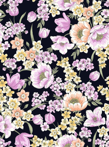 100% Polyester Cey Floral Print Fabric Lightweight Soft Woven 58/59” Wide