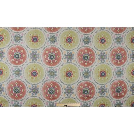 Spanish Green and Pink Medallion Floral Woven