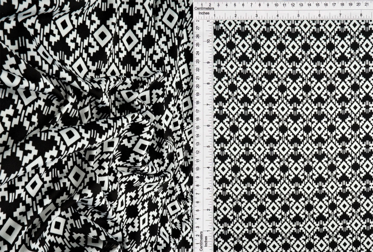 1 Yard Graphic Geo DTY Stretch Knit Fabric 58/60 Inch Wide Light Soft Material for Modern Fashion & DIY Projects