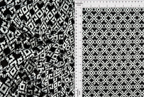 1 Yard Geometric Print Knit Fabric Soft DTY Stretch Polyester Spandex 58/60” Wide
