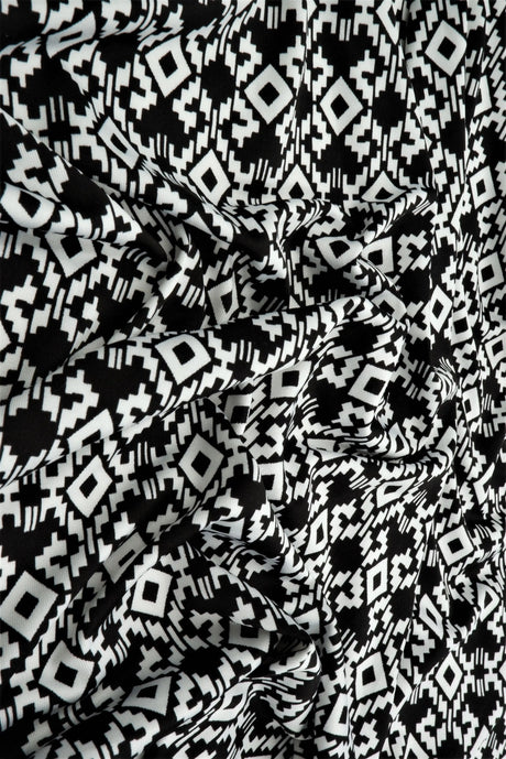 1 Yard Graphic Geo DTY Stretch Knit Fabric 58/60 Inch Wide Light Soft Material for Modern Fashion & DIY Projects