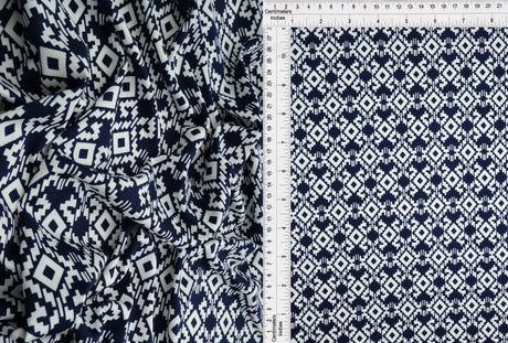 1 Yard Geometric Print Knit Fabric Soft DTY Stretch Polyester Spandex 58/60” Wide