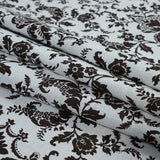 Brown and Lily White Damask Printed Linen Woven
