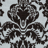Brown and Lily White Damask Printed Linen Woven