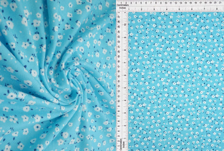 1 Yard Ditsy Floral Print Knit Fabric Soft Brushed DTY Stretch Material 58/60” Wide