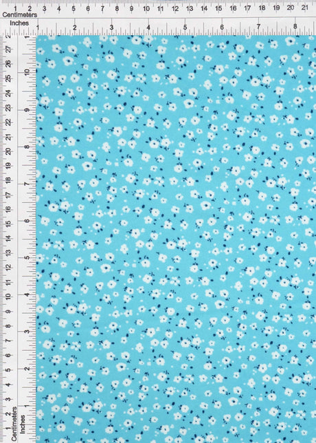 1 Yard Brushed DTY Ditsy Floral Knit Fabric 170 GSM, 58/60? Wide Polyester Spandex Blend