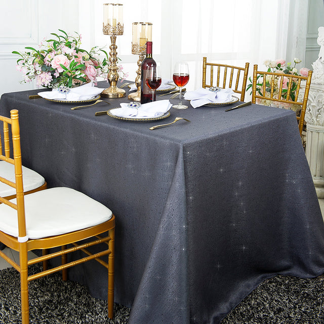 Rectangular Sequin Tablecloth 90x132 Pewter/Charcoal
