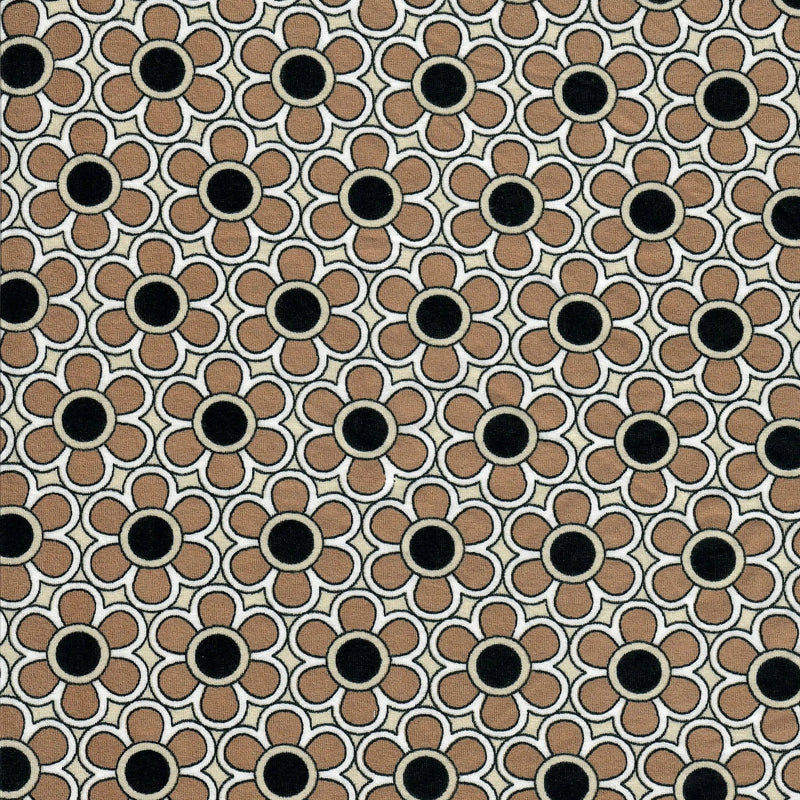 1 Yard Brushed Geo Floral DTY Stretch Knit Fabric 58/60 Inch Wide Soft Lightweight Material for Stylish Sewing & Crafts