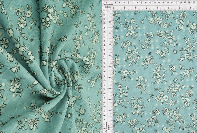 Jacquard Eyelet Floral Knit Stretch Fabric Sage