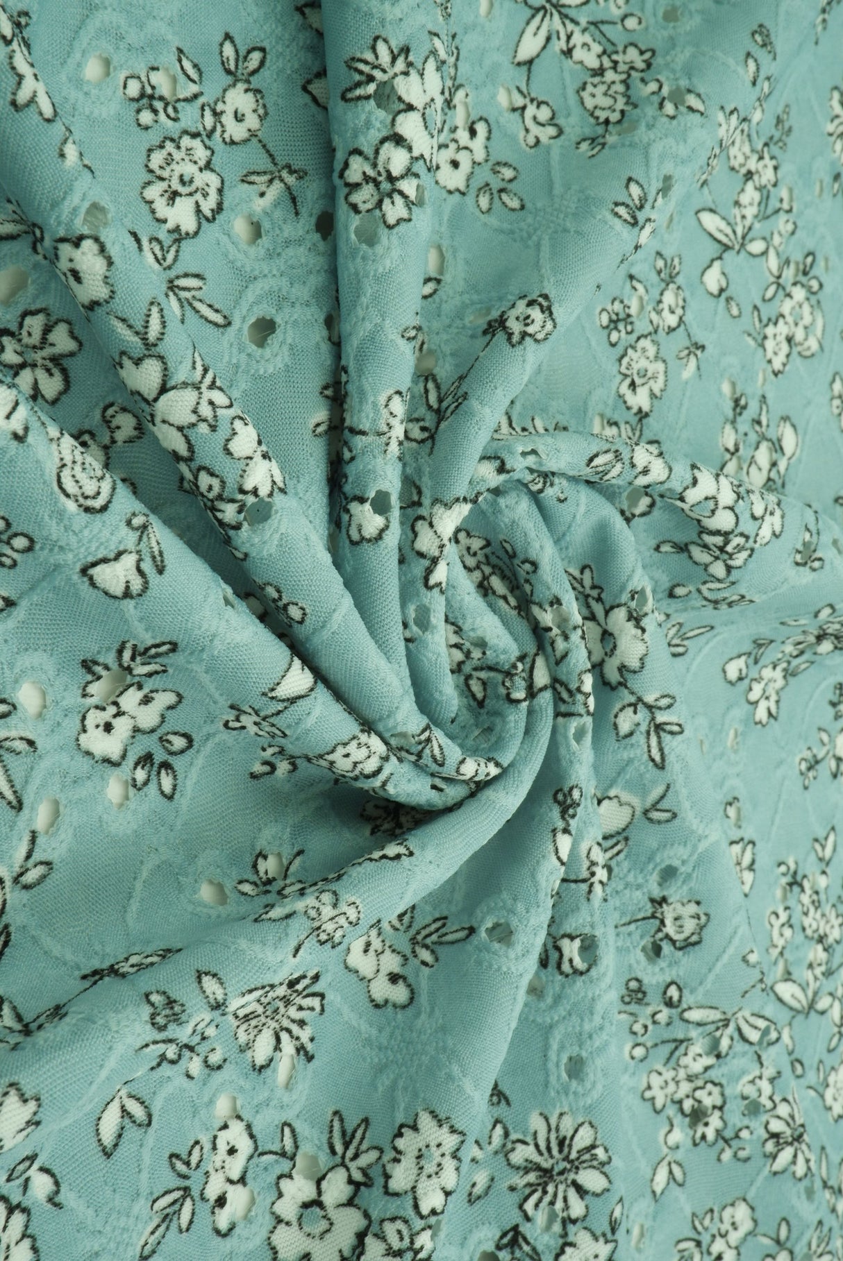 Jacquard Eyelet Floral Knit Stretch Fabric Sage