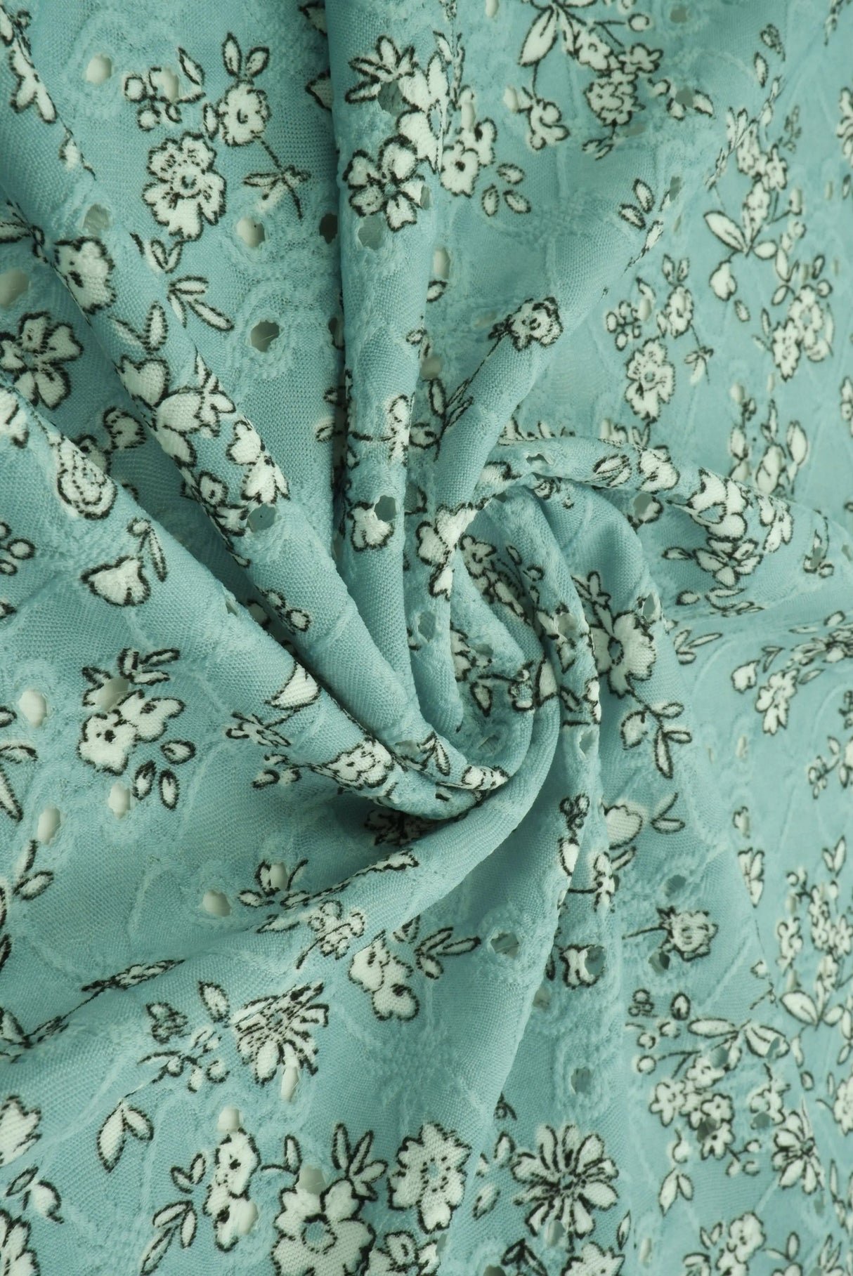 1 Yard Jacquard Eyelet Floral Knit Fabric 190 GSM, 58/60? Wide Polyester Spandex Blend Sage