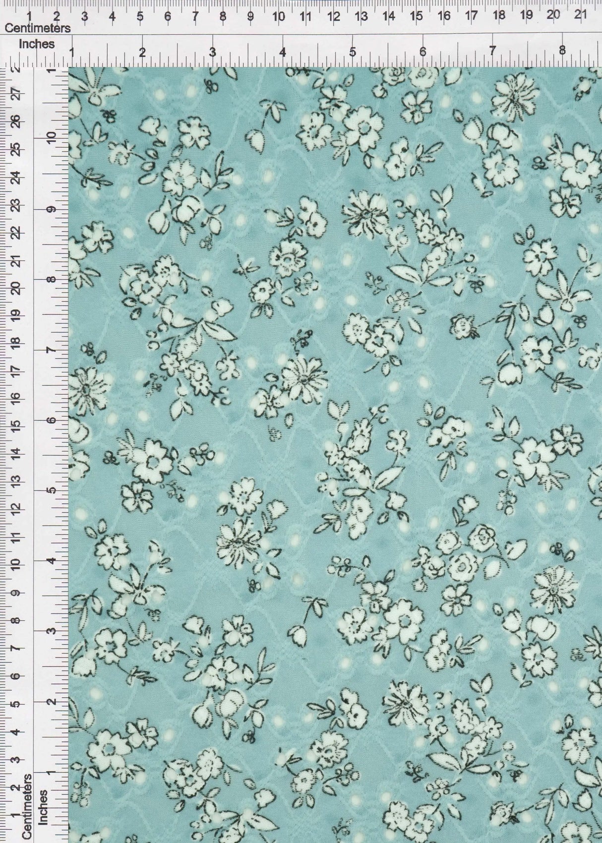 Jacquard Eyelet Floral Knit Fabric, DTY Stretch Polyester Spandex 58/60” Wide