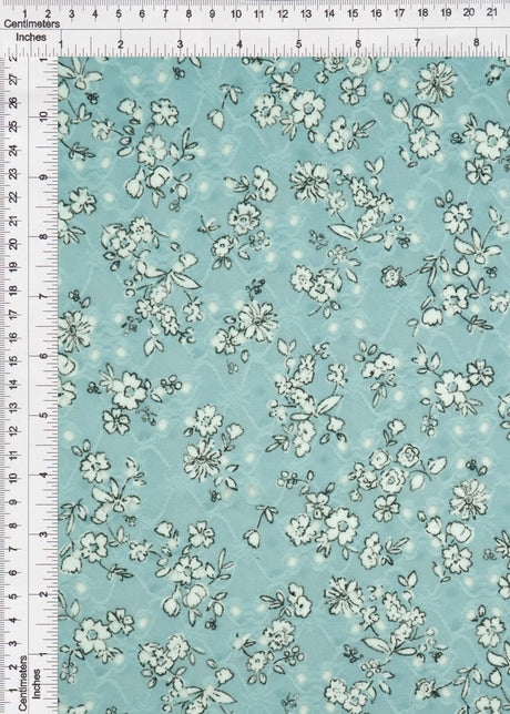 1 Yard Jacquard Eyelet Floral Knit Fabric, DTY Stretch Polyester Spandex 58/60” Wide