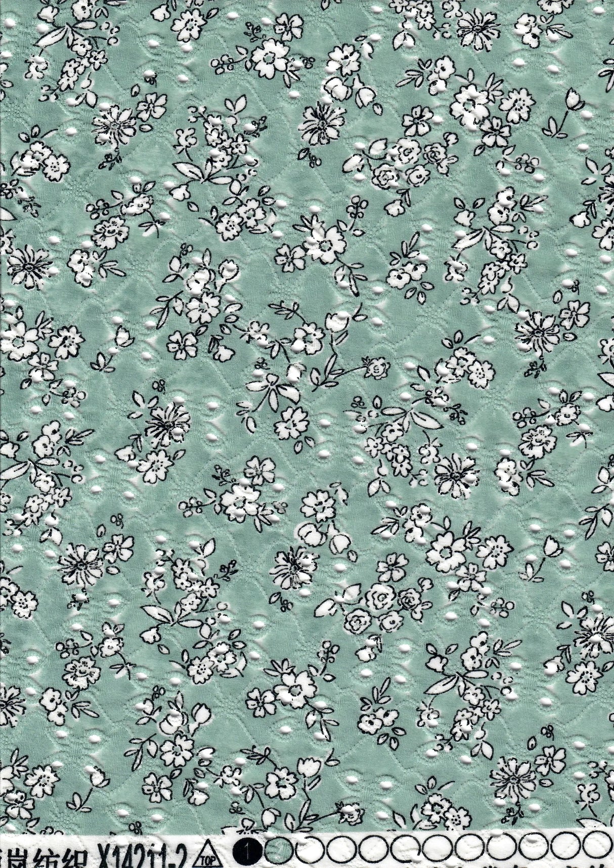 Jacquard Eyelet Floral Knit Fabric, DTY Stretch Polyester Spandex 58/60” Wide