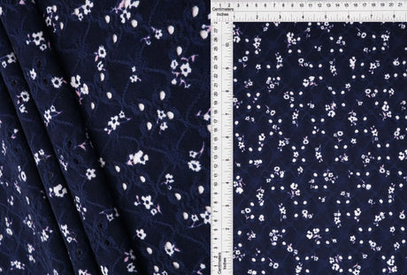 1 Yard Eyelet Ditsy Floral Jacquard Knit Fabric DTY Stretch Polyester 58/60” Wide