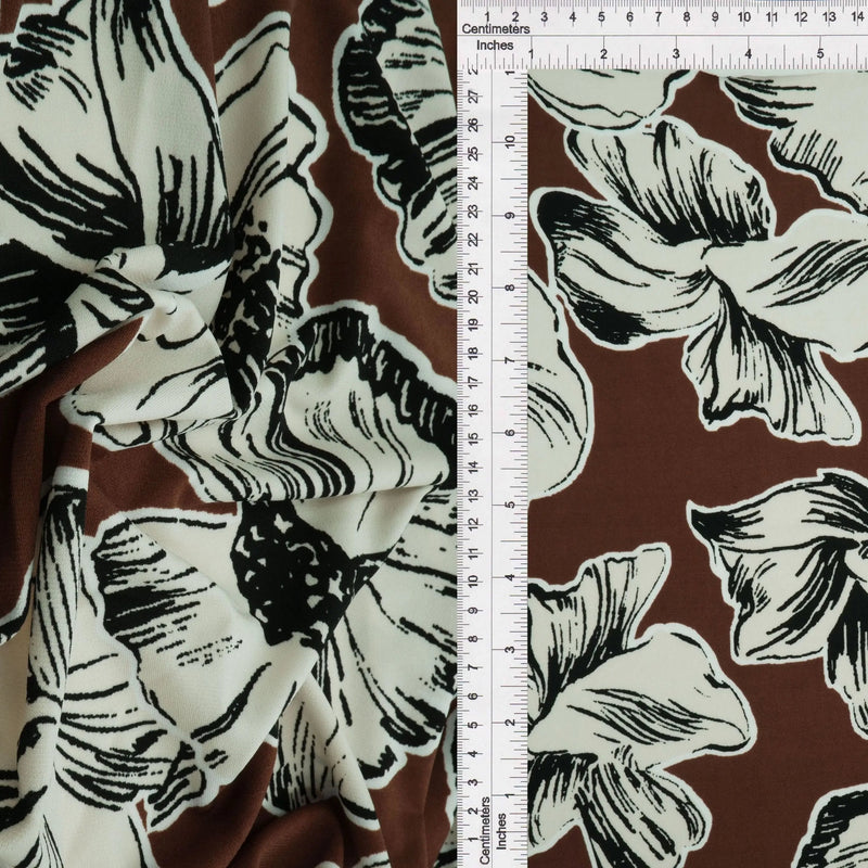 1 Yard Korean ITY Big Floral Stretch Knit Fabric 58/60 Inch Wide Smooth Drapey Material for Elegant Dresses & DIY Fashion