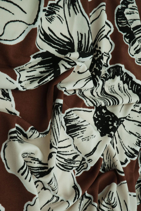 Big Floral Korean ITY Knit Fabric Soft Stretch Polyester Spandex 58/60” Wide