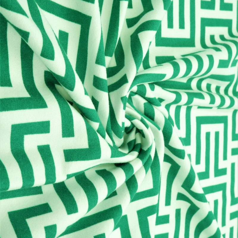 1 Yard Kelly Retro Geometric Print Brushed DTY Knit Fabric 58/60" Wide
