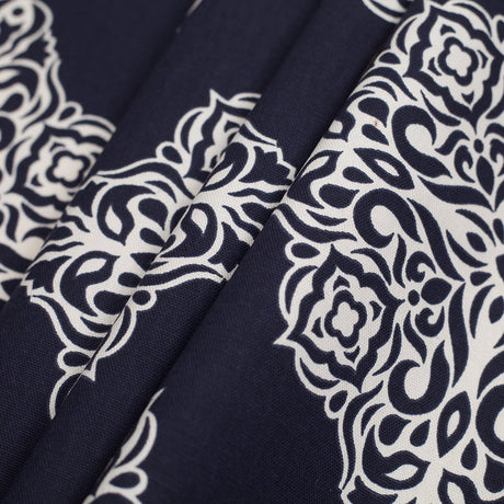 Midnight Blue Light-Weight Printed Cotton Woven