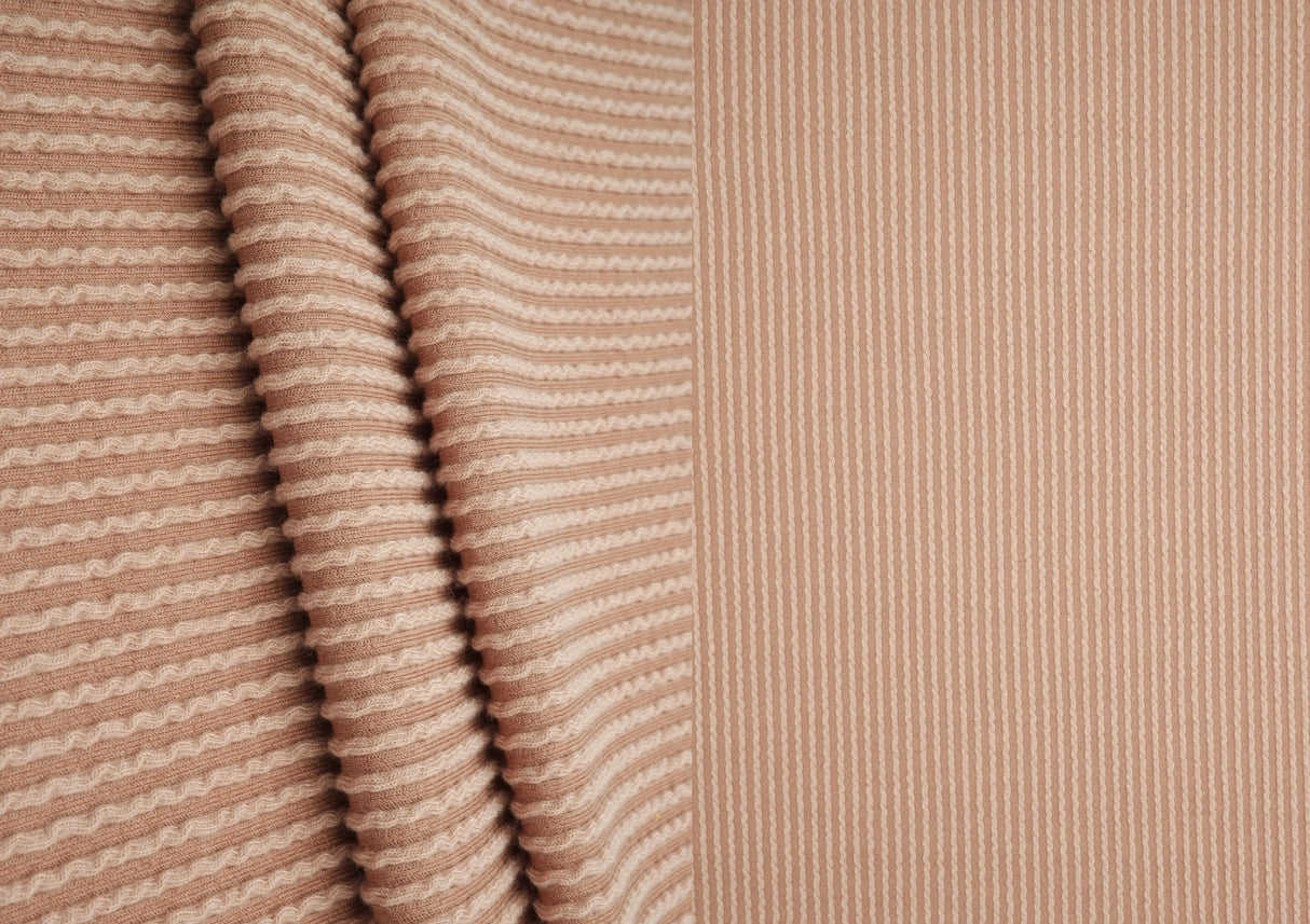 52" Knit Jacquard Rib Fabric 80% Polyester 15% Rayon 5% Spandex 230 GSM by Yard