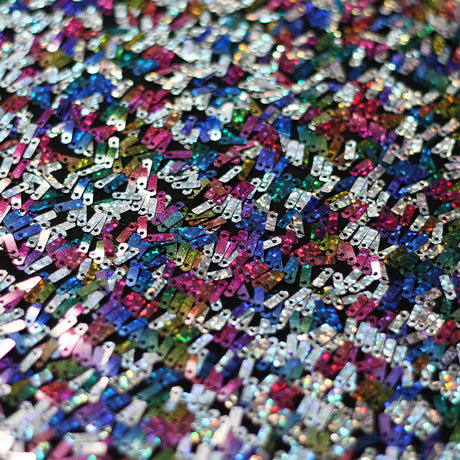 Tina Sequins Poly Spandex Fabric - Multi-Color Rectangular Sequins, 52-54" Width (1 Yard)