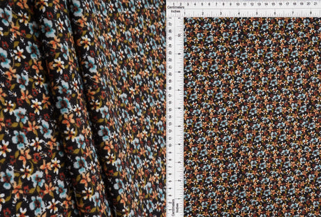 1 Yard 8x3 Yummy Rib Knit Fabric Ditsy Floral Stretch, 58/59” Wide for Tops & Dresses
